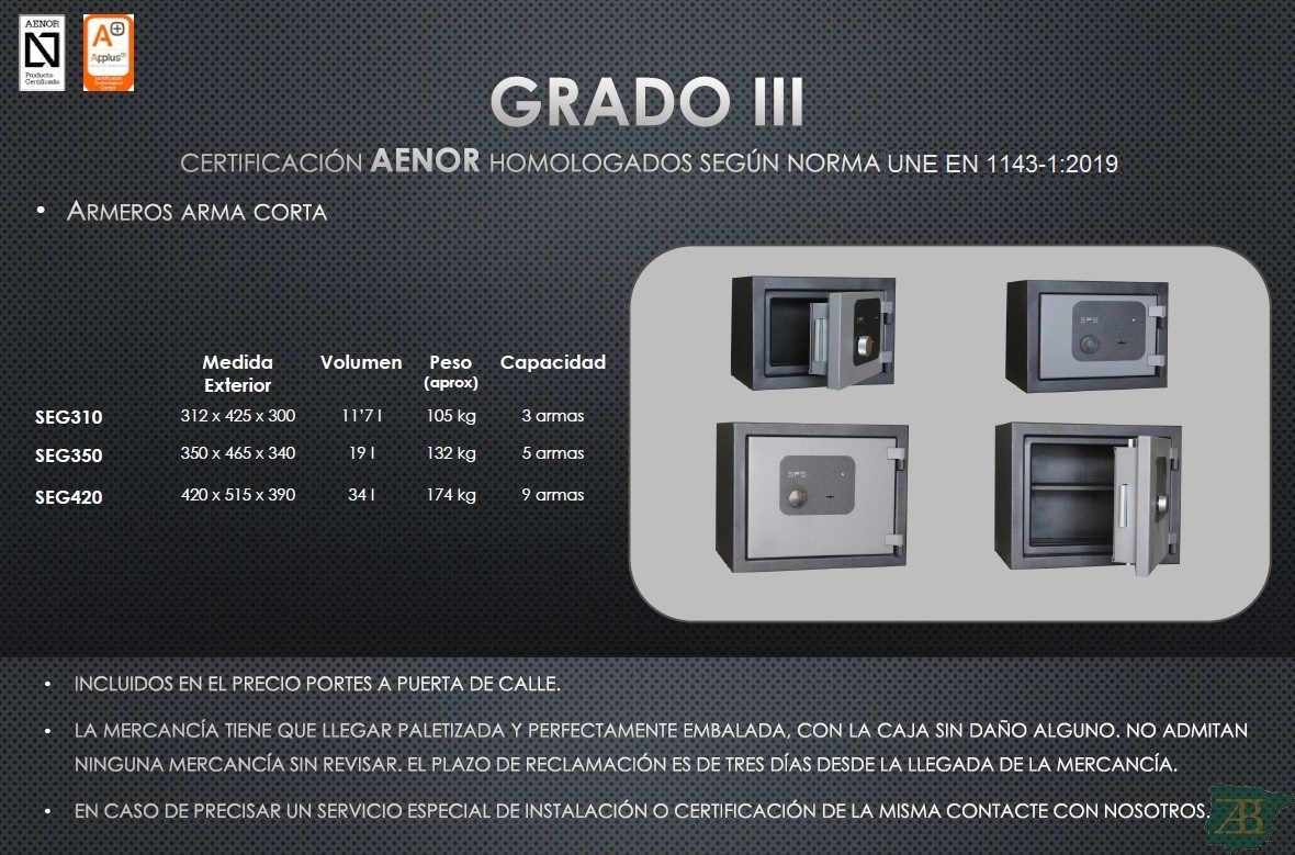 ARMERO GRADO III UNE EN 1143-1:2.019 AENOR